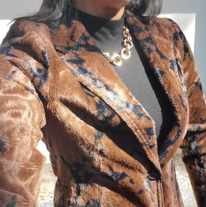 Sold!Vtg Emil Rutenberg Fall Colored Brown and Black Faux Fur Blazer No Size Tag